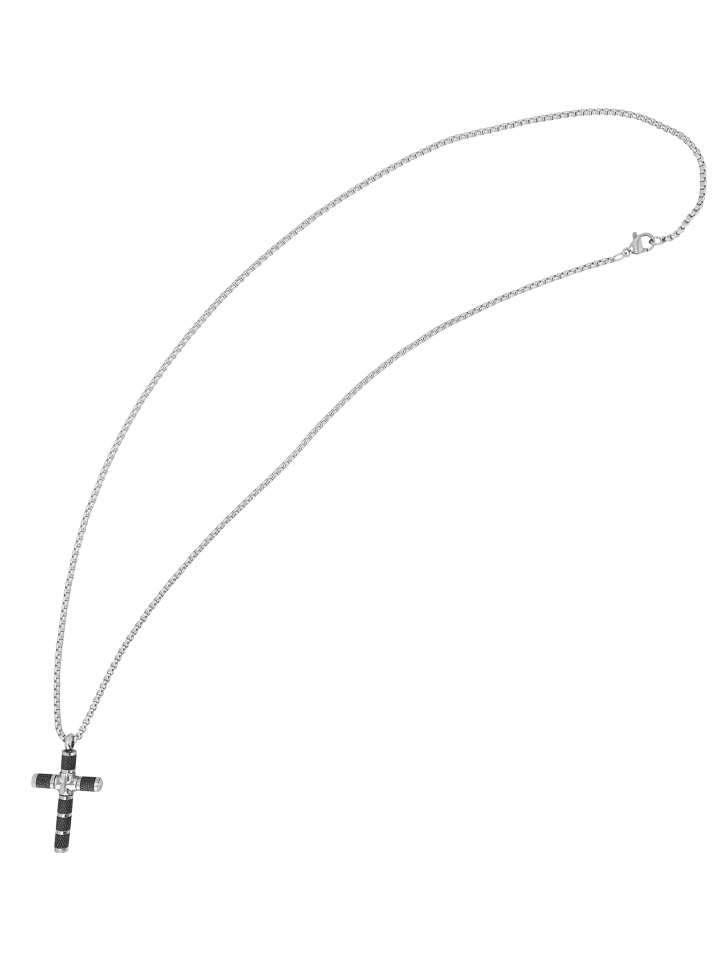 Unisex Halskette mit Anhänger – Kreuz aus Edelstahl in braun