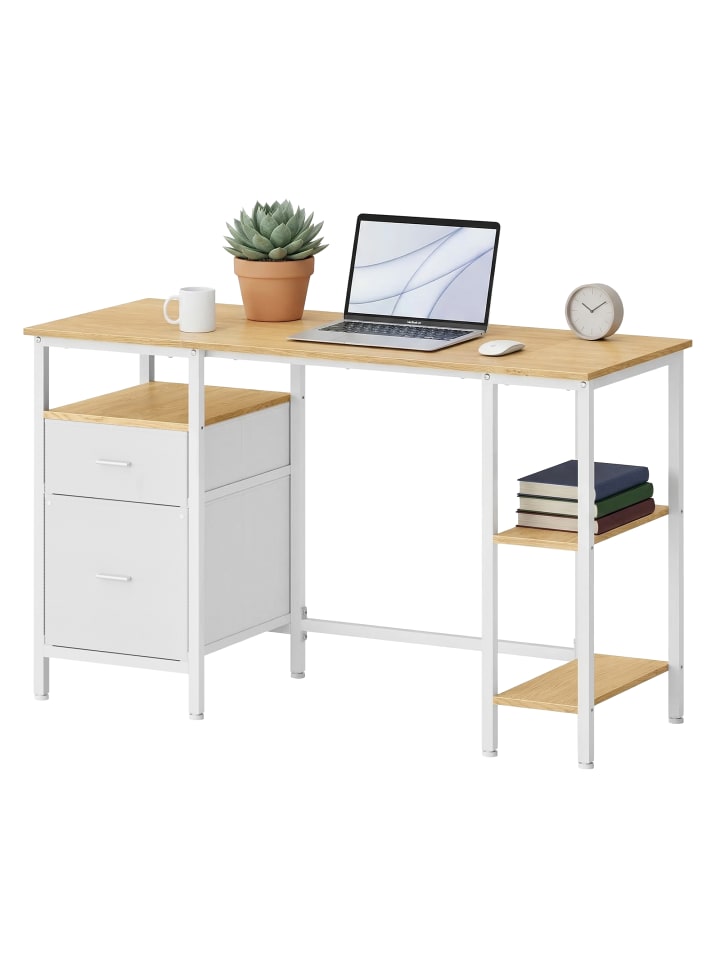Computertisch Barnet in Eichenfarben-Weiß - (B)127 x (H)76 x (T)50 cm
