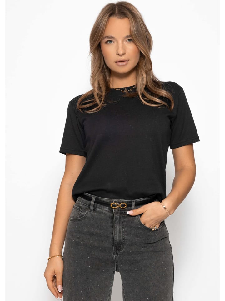 Rundhals T-Shirt in Schwarz