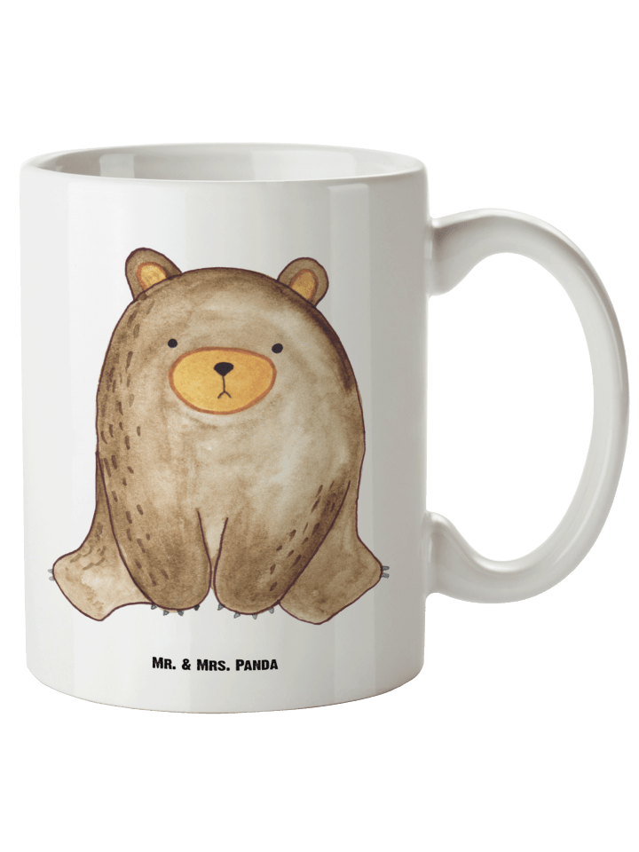 Kaffeetasse Bär sitzend ohne Spruch in Weiß