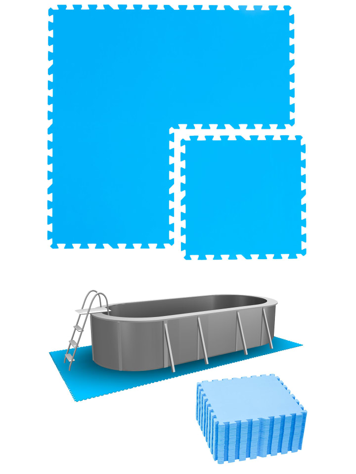 6 Sets Poolmatte 50x50cm Blau blau