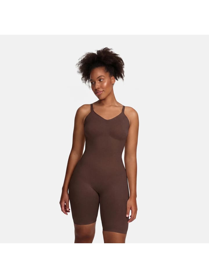 Figurformender Body mit Shorts in Braun