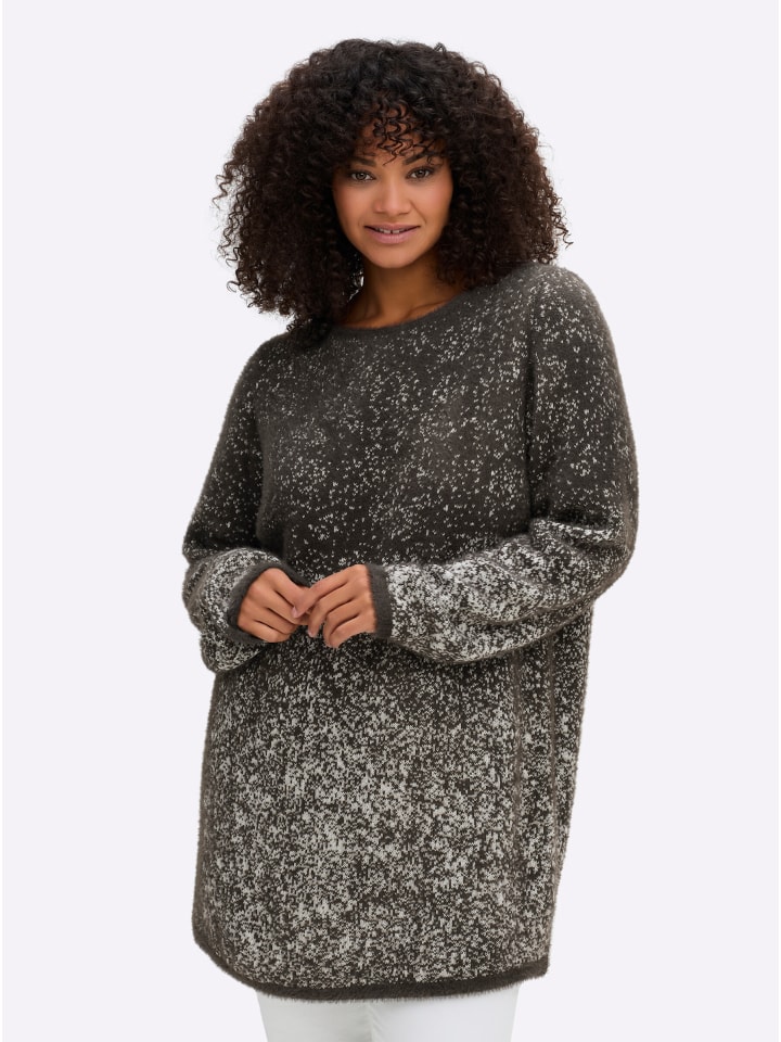 Pullover in graphit-ecru-gemustert