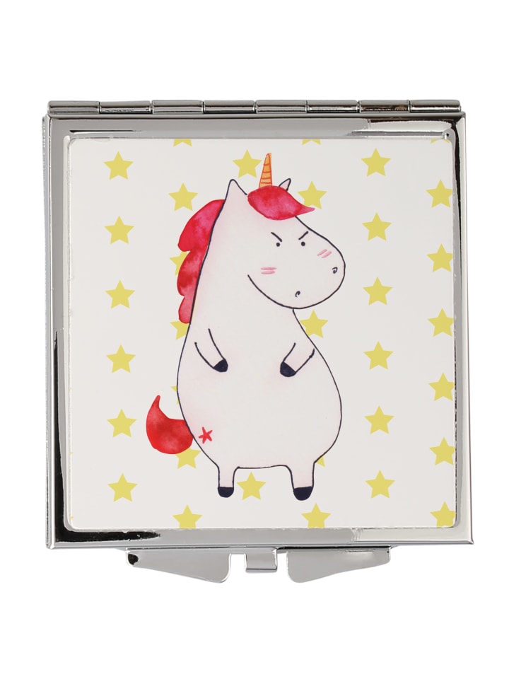 Kosmetikspiegel Einhorn Wut ohne Spruch in Weiß