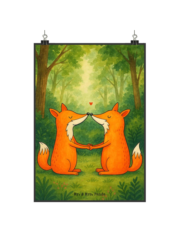 Wandbild Füchse Liebe Design ohne Spruch in Weiß