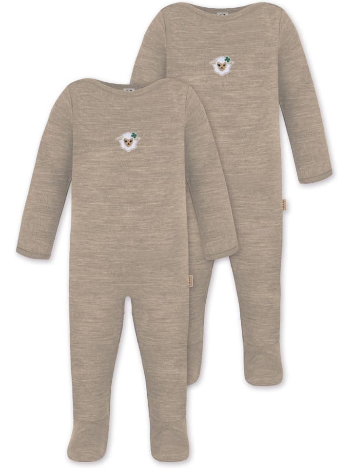 2x Baby Merino Strampler Levin in Beige