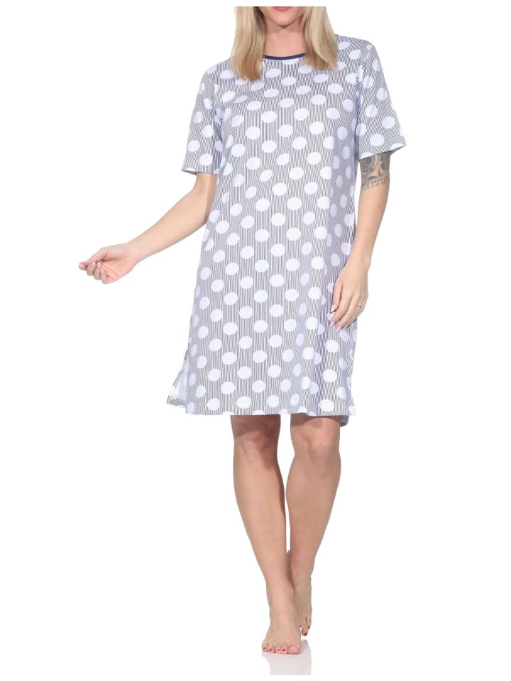 Kurzarm Nachthemd Tupfen Punkte Look 125 214 330 in marine