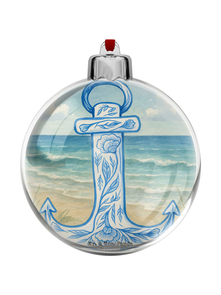 Christbaumkugel Anker Blau Design ohne Spruch in Weiß