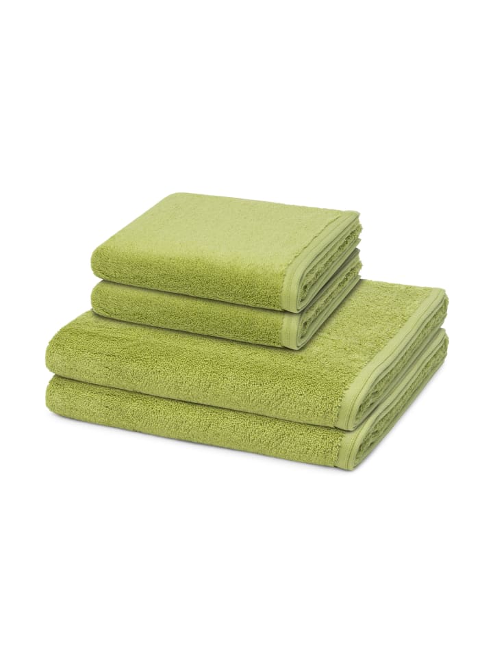 2 X Handtuch 2 X Duschtuch im Set Vegan Life in Avocado