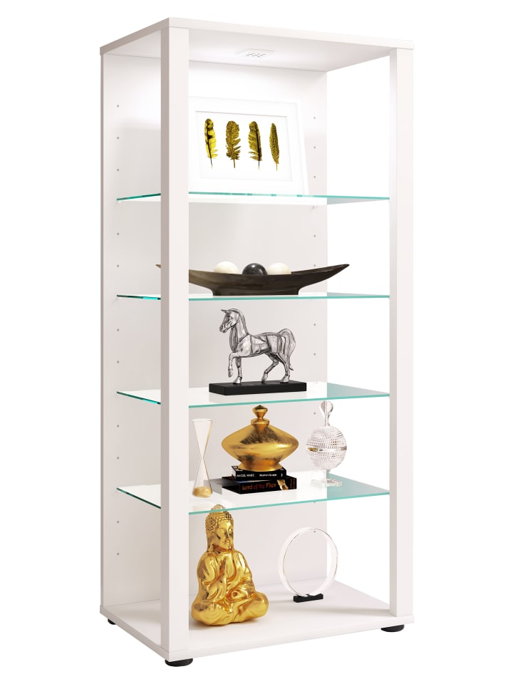 Holz Glas Stand Vitrine Sammelvitrine Glasol lll in Weiß
