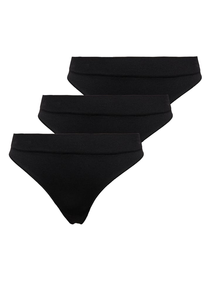 String 3er Pack in Schwarz