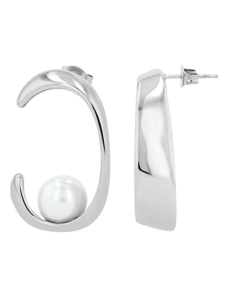Damen Ohrringe aus Edelstahl mit Perle in silber