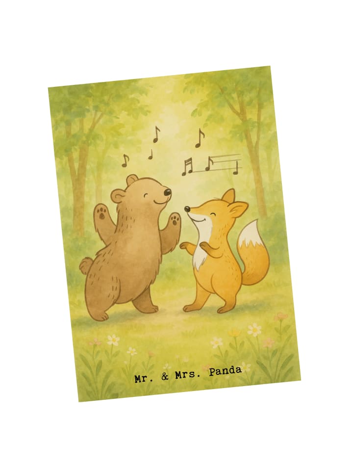 Postkarte Hase Tanzen Design ohne Spruch in Weiß
