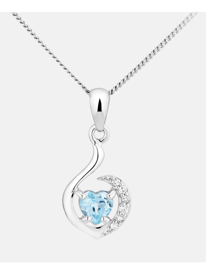 Halskette aus 375 Weißgold mit 0.31 Karat Diamant mit Topas