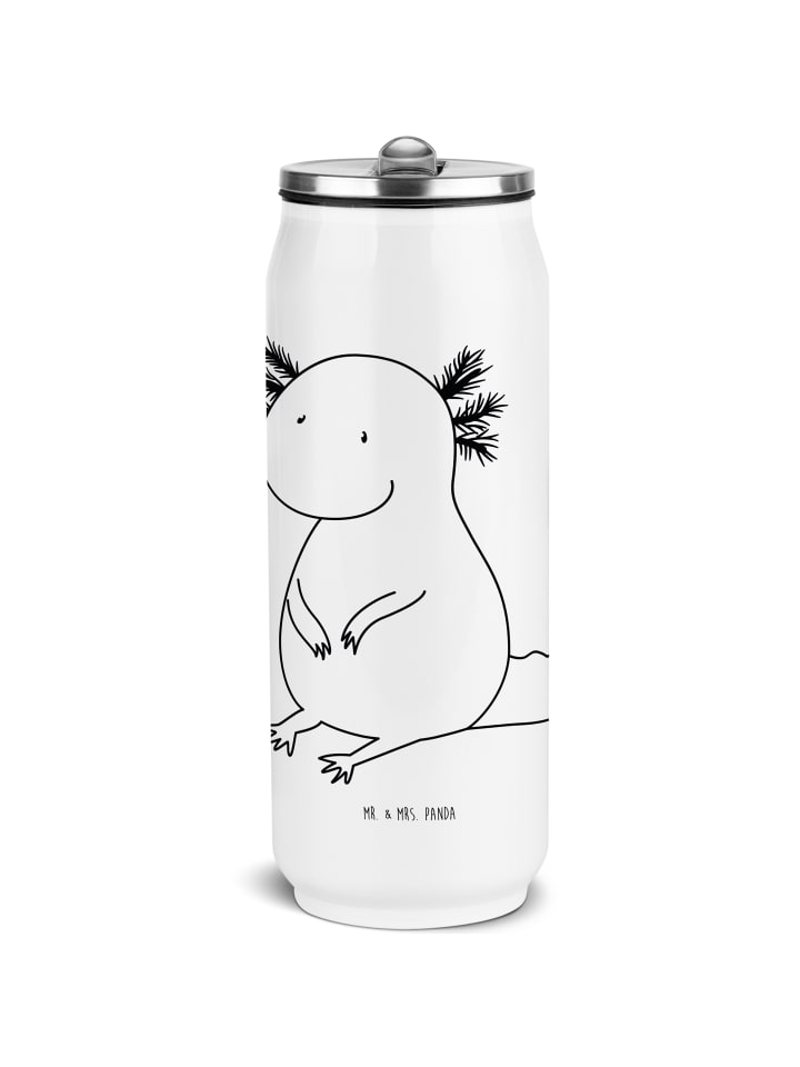 Trinkflasche Axolotl Niedlich ohne Spruch in Weiß