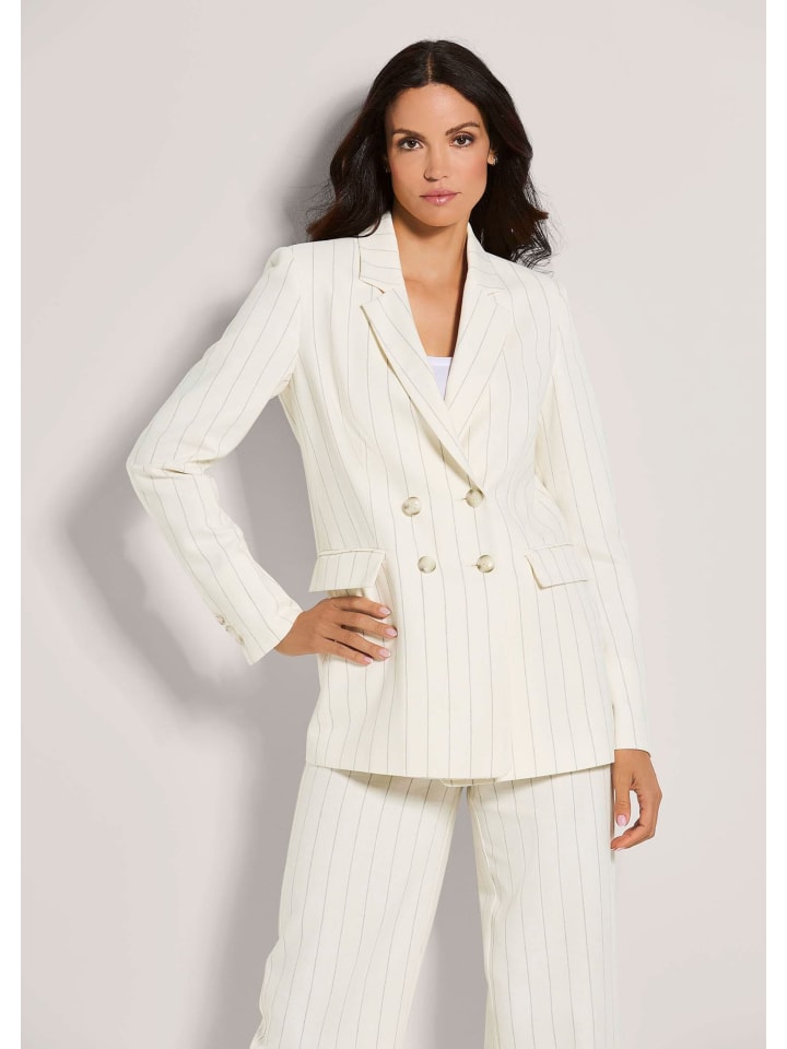 Oversize-Blazer mit Nadelstreifen in perlweiß / grau