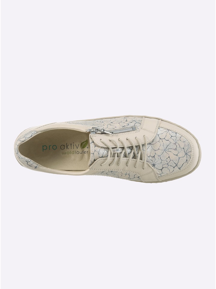 Schnürschuh in beige-silberfarben