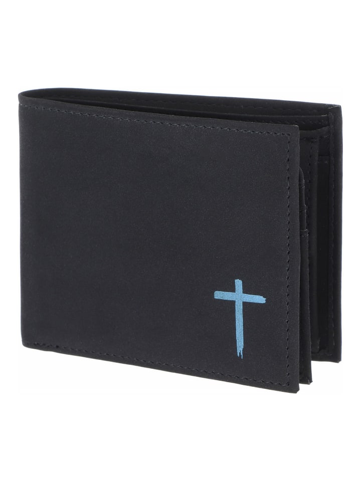 New Cryptan Geldbörse RFID Schutz 12 cm schwarz-freedom cross cyan