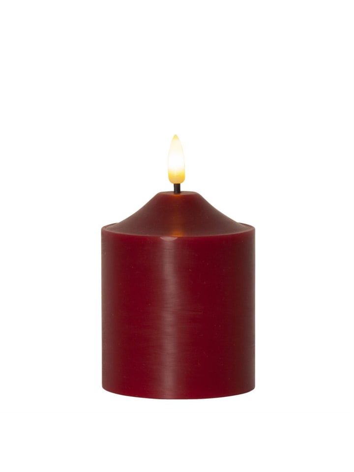 LED Kerze Flamme Echtwachs 3D Flamme H: 12cm in rot