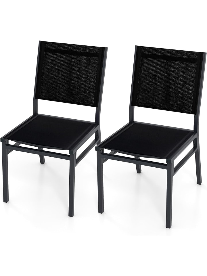 Gartenstuhl Alu 2er Set in Schwarz