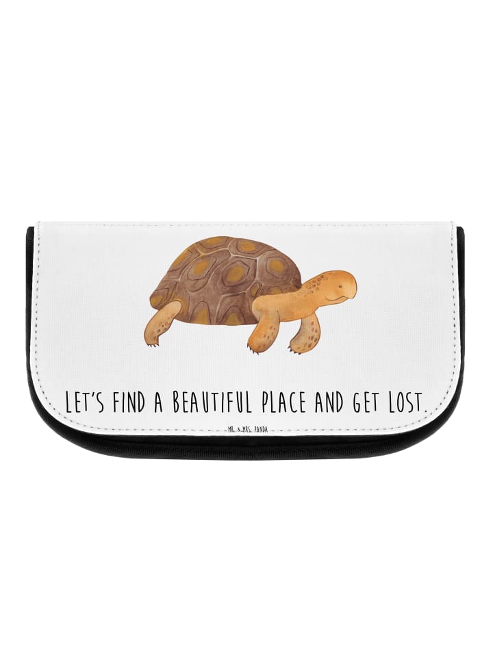 Kosmetiktasche Schildkröte MHerzieren mit Spruch in Weiß