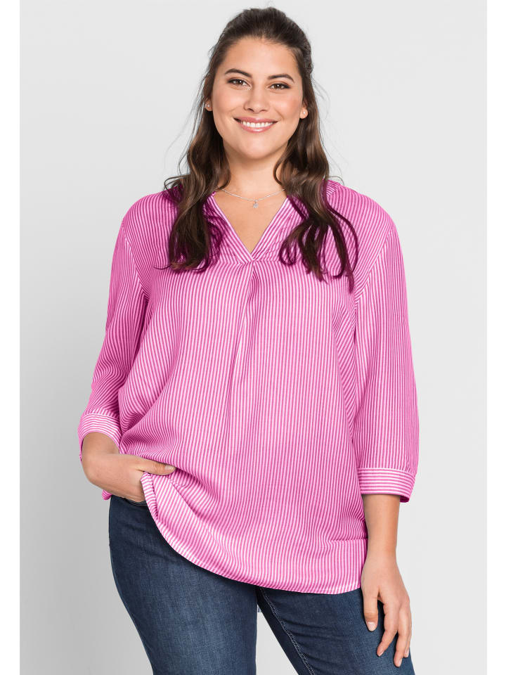 Tunika in magenta-weiß-gestreift