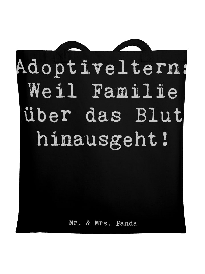 Tragetasche Adoptiveltern Liebe mit Spruch in Schwarz