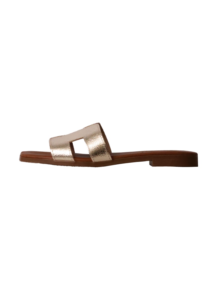 Flache Ledersandalen Beige