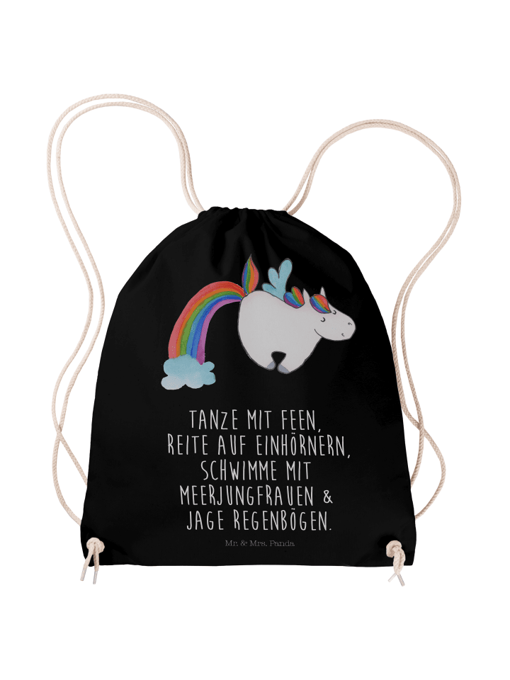 Jutebeutel Einhorn Fliegendes Pferd mit Spruch in Schwarz