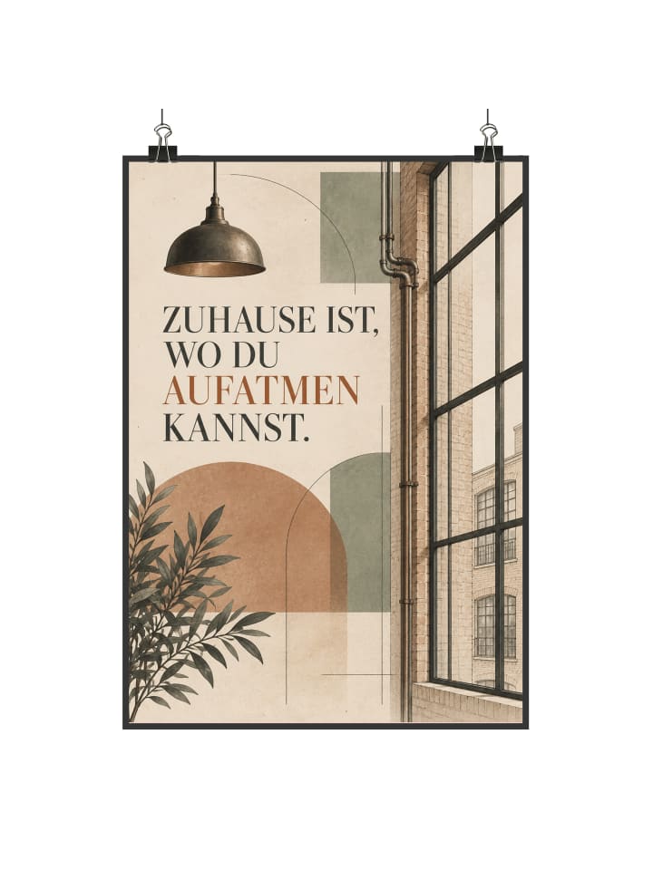 Poster Fenster elegant Design mit Spruch in Weiß