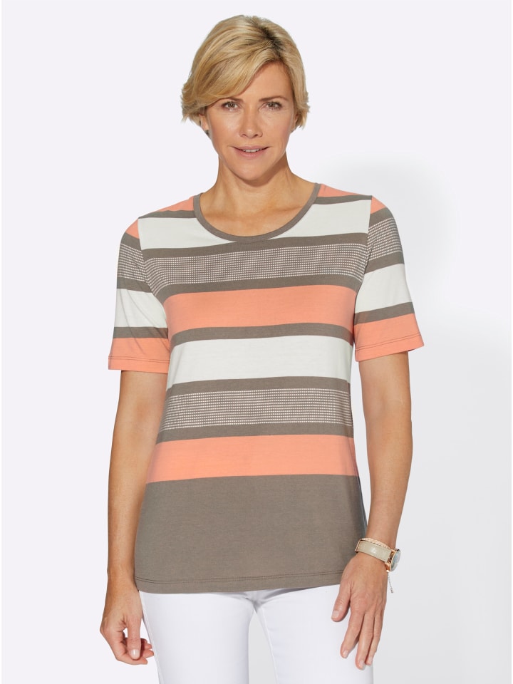 Shirt in lachs-geringelt