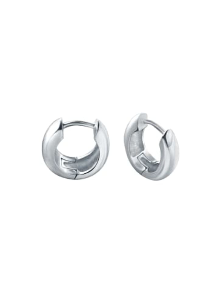 Ohrringe HUGGIES oval in 925 Sterling Silber, 2-tlg. in silber