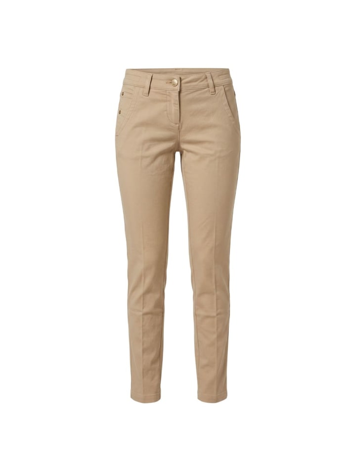 Beige Baumwolle Damen Hose