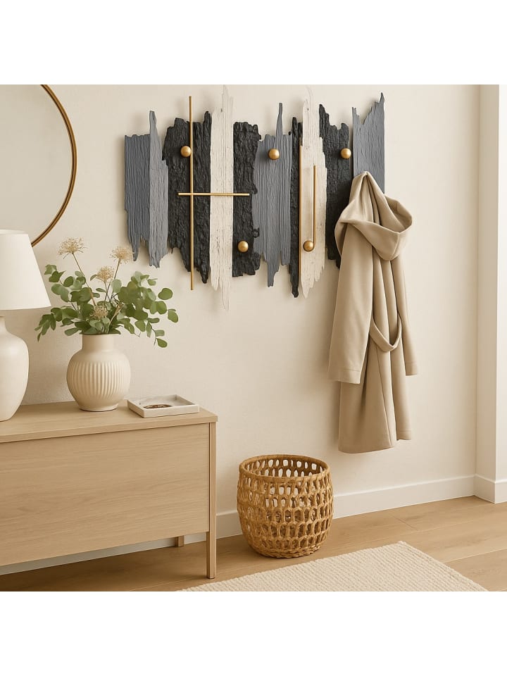 Wandgarderobe quer oder hochkant montierbar in schwarz