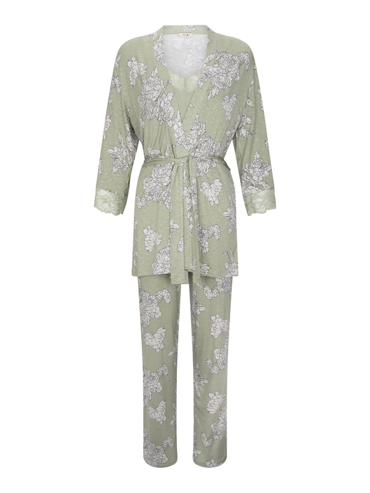 Sleepwear-Set Gown, Camisole & Pants Daylily in green