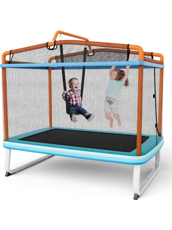 3 in 1 Gartentrampolin mit Schaukel bis zu 220kg in Orange