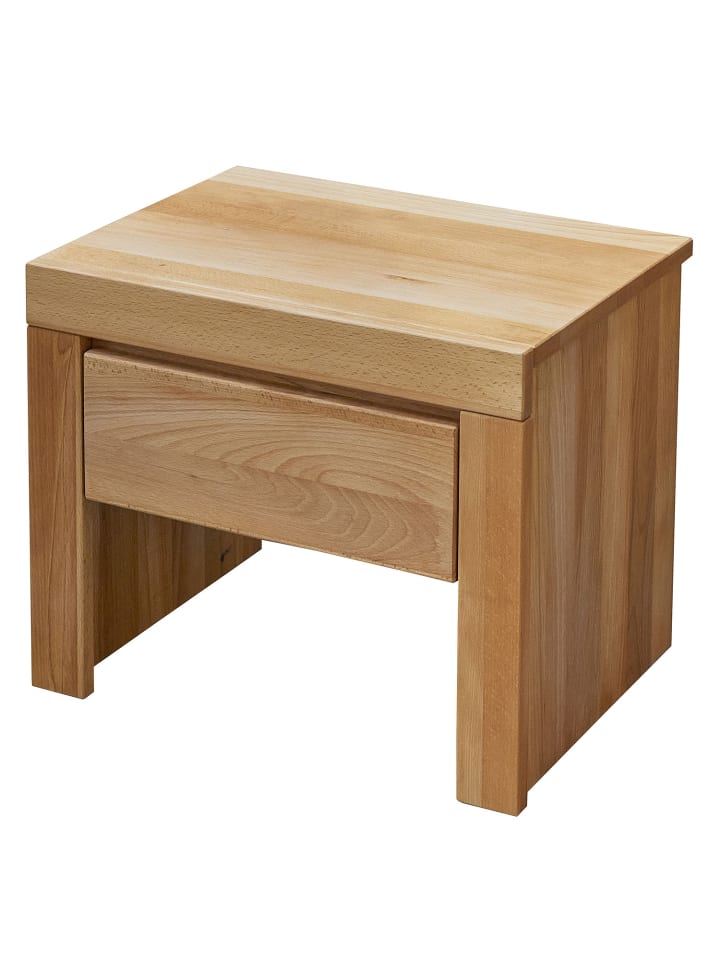 home24 Massive Nachtkommode aus Massivholz in Buche - 37 x 50 x 41 cm in Buche