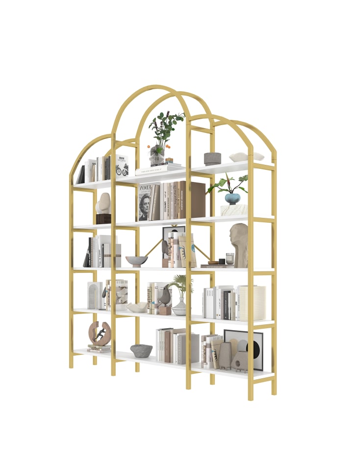 Regal in Gold 170x26x190 cm Wolkenform 5 Ebenen Stahl