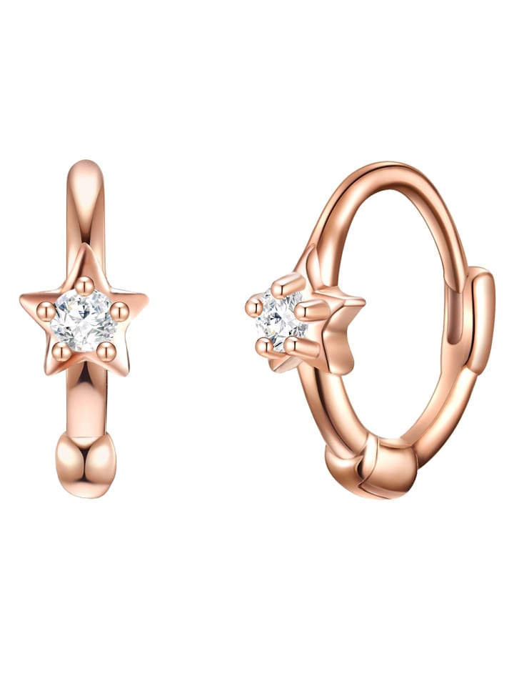 Creolen Stern aus Sterling Silber mit Zirkonia in roségold