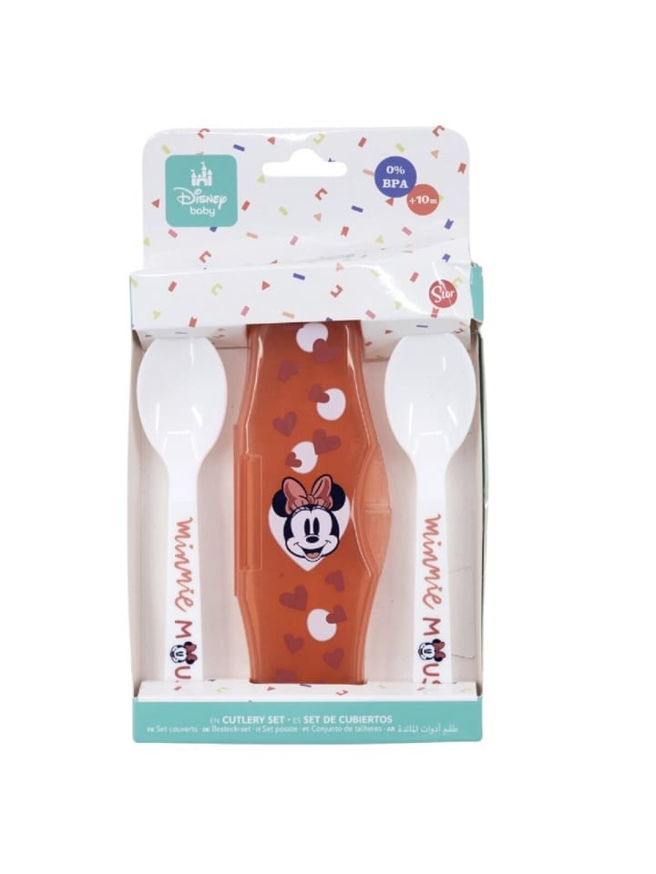 Disney Minnie Mouse Kinderlöffel Set 2-teilig im Reiseetui in Weiß