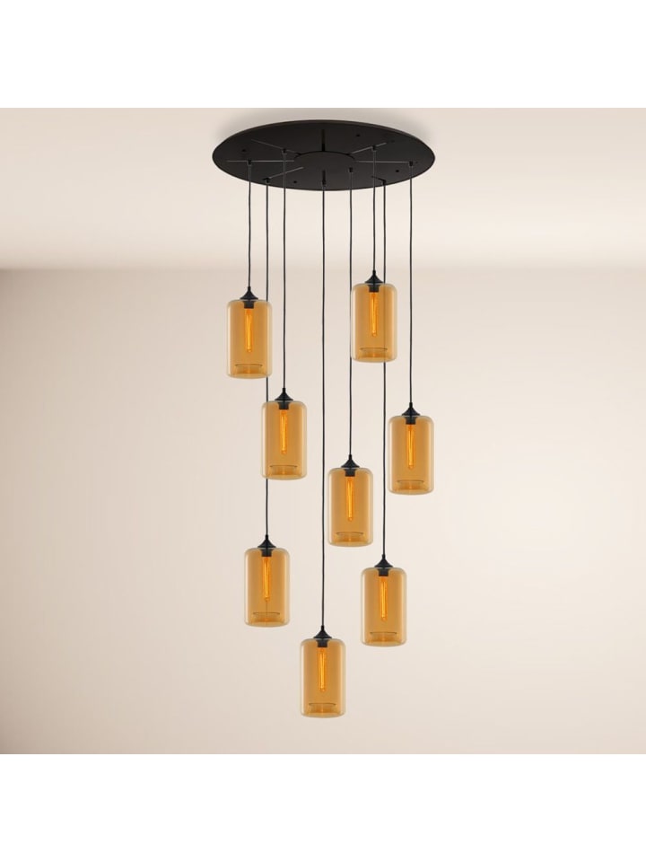 s.luce Cruet XL Pendelleuchte 8-flammig Glas Galerieleuchte in Amber