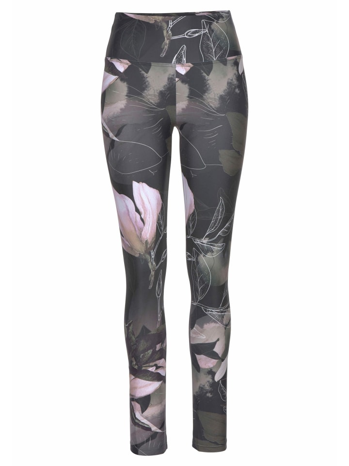 Leggings in gemustert-khaki-hellrosa