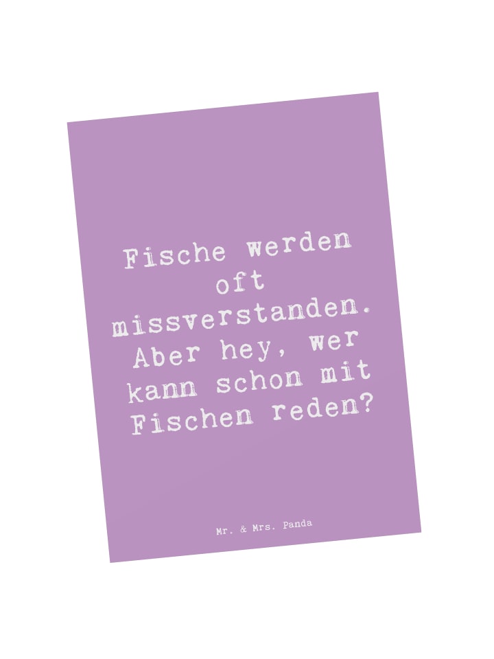 Postkarte Spruch Fische Geheimnisse mit Spruch in Lavendeltraum