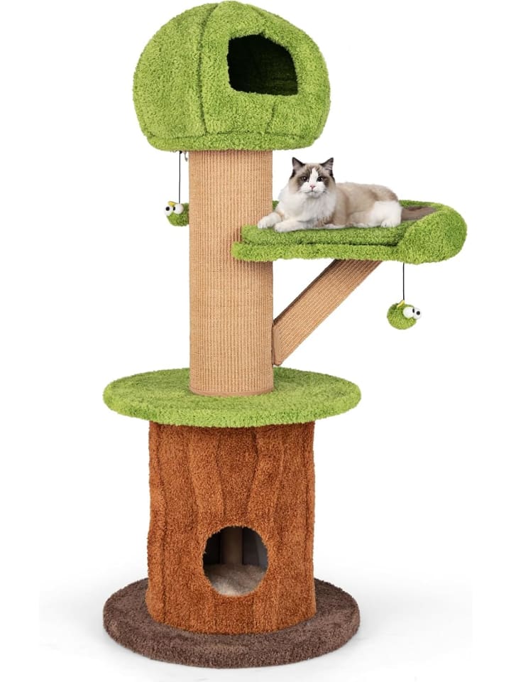 Kratzbaum Katzen pflanzenförmig in Braun