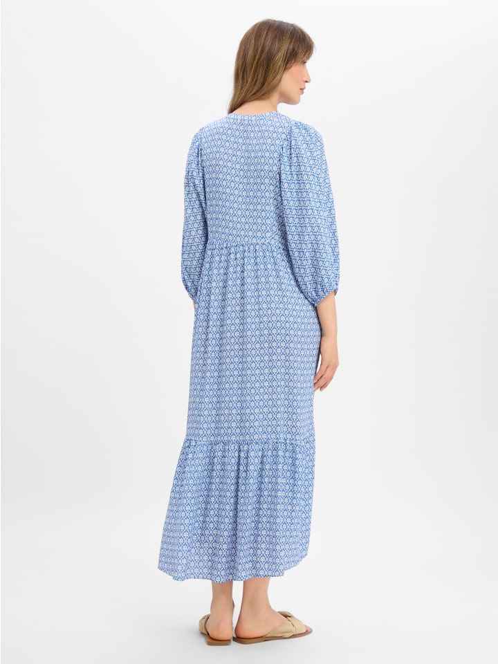 Kleid Saskia Long in indigo weiß - 0001