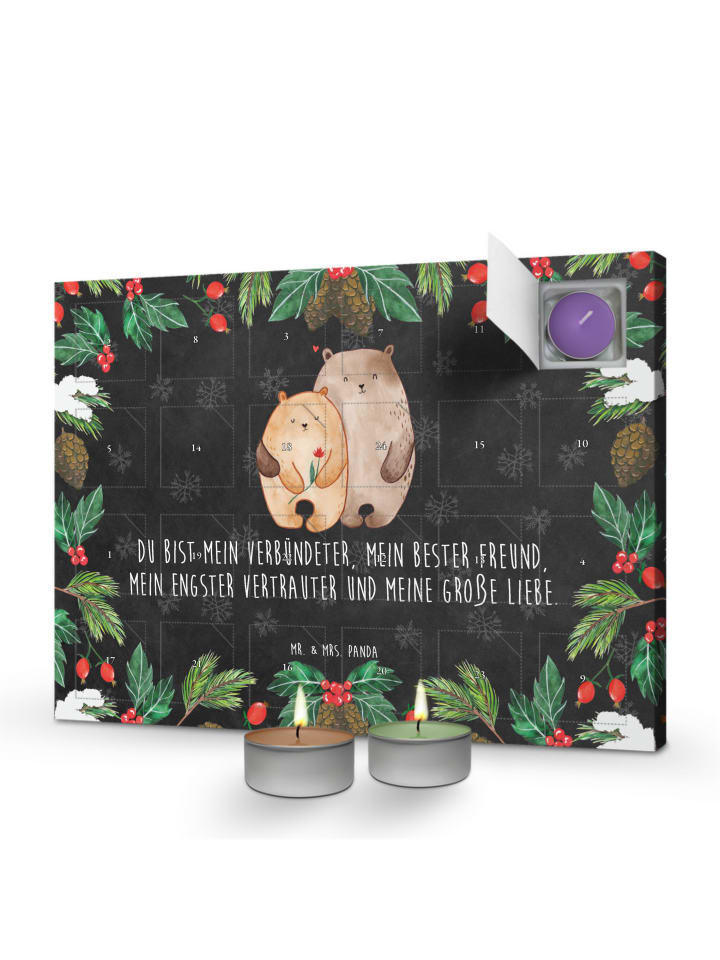 Adventskalender Bären Liebe mit Spruch in Kreidetafel