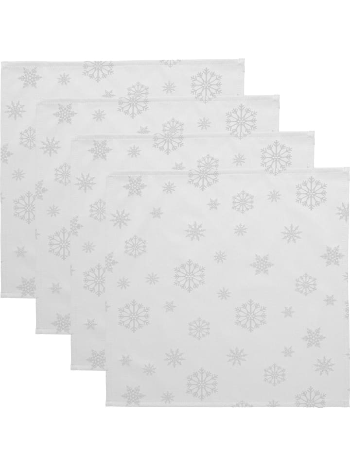 Jacquard, Baumwollmischung Serviette 4er-Pack Marbella in weiß
