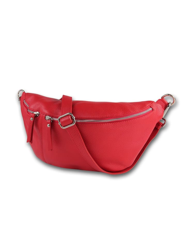 Leder Gürteltasche Toscanto Tasche rot ca. 37cm
