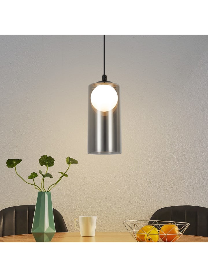 Pendelleuchte in rauchgrau 1-flammige G9 Glas Vintage H 120CM Zylinder-Design