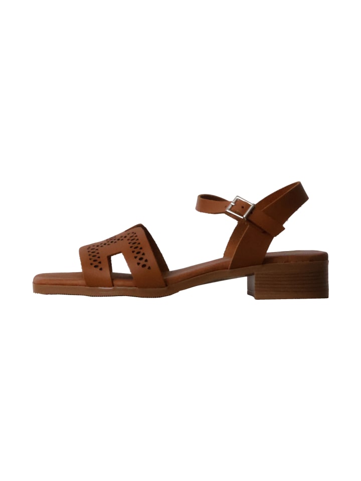 Leder-Sandalen mit Absatz Braun